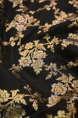 Black Banarasi Silk Fabric with Sona Rupa Floral Jaal