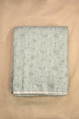 Sage Green Cotton Silk Fabric with Chevron Resham & Zari Weave
