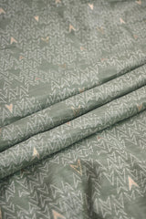 Sage Green Cotton Silk Fabric with Chevron Resham & Zari Weave
