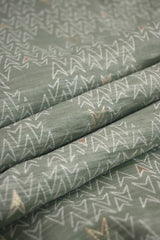 Sage Green Cotton Silk Fabric with Chevron Resham & Zari Weave