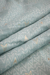 Powder Blue Cotton Silk Fabric with Chevron Resham & Zari Weave