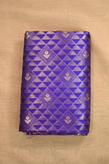 Purple Raw Mango Banarasi Silk Fabric with Geometric Zig-Zag Zari