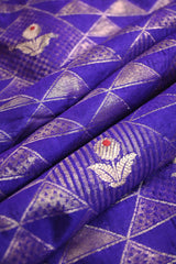 Purple Raw Mango Banarasi Silk Fabric with Geometric Zig-Zag Zari