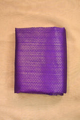 Purple Raw Silk Fabric with Gold Zari Tanchui Geometric Jaal