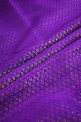 Purple Raw Silk Fabric with Gold Zari Tanchui Geometric Jaal