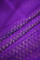 Purple Raw Silk Fabric with Gold Zari Tanchui Geometric Jaal