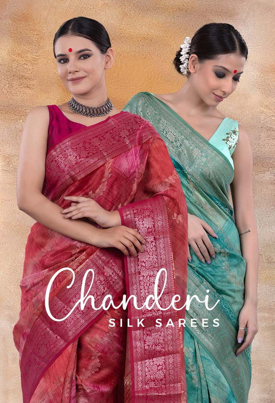 Two women in Chanderi Silk Sarees at Chinaya Banaras