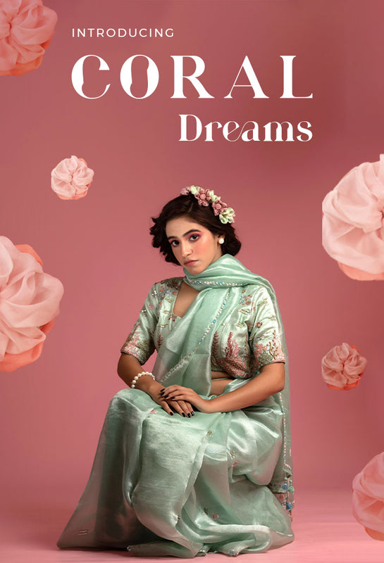 Women in Saree presenting Newly launch collection Coral Dreams by Chinaya Banaras