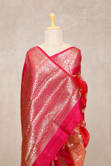 Reddish Pink Banarasi Dupion Silk Saree Meenakari Motifs