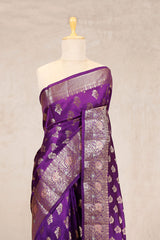 Purple Banarasi Dupion Silk Saree Meenakari Motifs