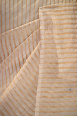 Off-White Half n Half Organza Silk Saree with Applique Work