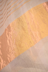 Off-White Half n Half Organza Silk Saree with Applique Work