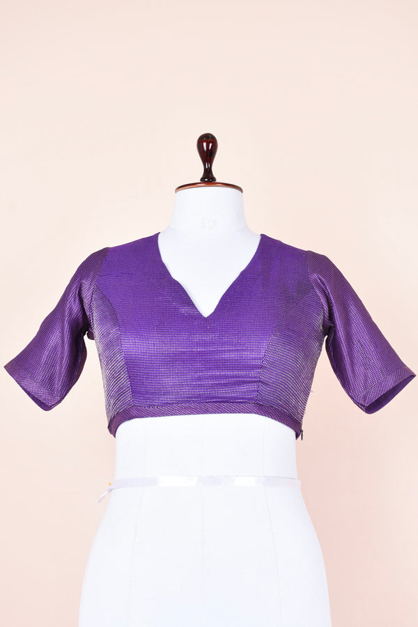 Purple Banarasi Silk Blouse By Chinaya Banaras