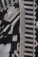 Black Georgette Khaddi Silk Saree with Silver Zari Geometric