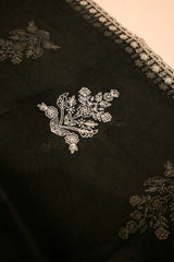 Anushka Inspired White Kora Organza Unstitched Suit with Black Dupatta