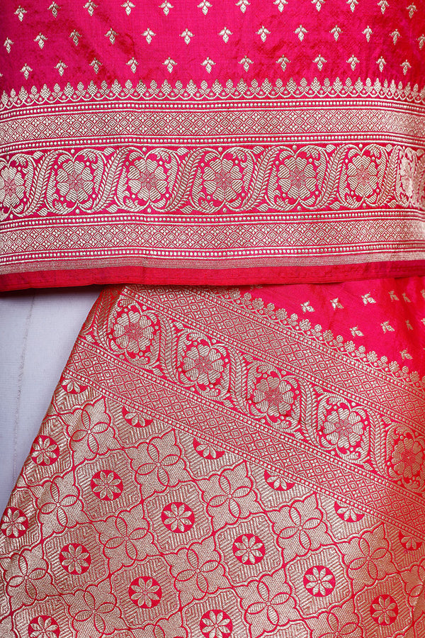 Hot Pink Handwoven Banarasi Katan Silk Dupatta