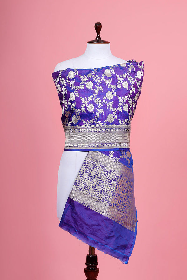 Purple Handwoven Banarasi Silk Dupatta By Chinaya Banaras