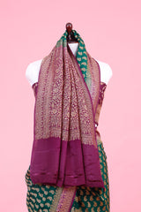 Forest Green Pure Crepe Silk Saree