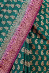 Forest Green Pure Crepe Silk Saree
