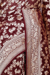 Coffee Brown Georgette Saree with Mayur Floral Work