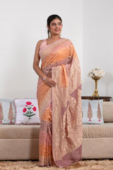 mauve saree, Georgette saree, khaddi saree, Banarasi saree, party wear, wedding Saree