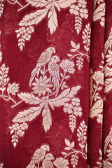 Maroon Pure Georgette Khaddi Banarasi Saree with Floral Bird Motifs