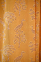 Yellow Pure Georgette Khaddi Banarasi Saree with Floral Pakshi Motifs