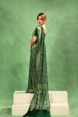 Bottle Green Georgette Khaddi Bandhej Saree for Mehendi Ceremony