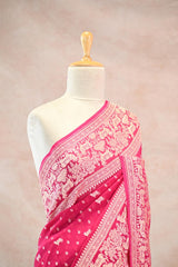 Pink Georgette khaddi Saree Pichwai Motifs and Floral Butis