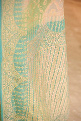 Pastel Green Rangkat Banarasi Georgette Khaddi Silk Saree with Gold Zari Work