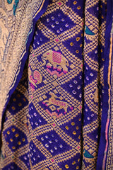 Ink Blue Georgette Bandhani Saree with Paithani Border and Gharchola Pallu