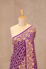 Purple Bandhej Georgette Khaddi Silk Saree with Zari Weave