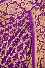 Purple Bandhej Georgette Khaddi Silk Saree with Zari Weave
