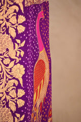 Purple Bandhej Georgette Khaddi Silk Saree with Zari Weave