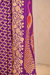 Purple Bandhej Georgette Khaddi Silk Saree with Zari Weave