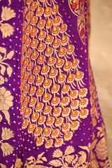 Purple Bandhej Georgette Khaddi Silk Saree with Zari Weave