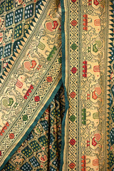 Green Bandhej Silk Saree with Mayur Border & Peacock Pallu