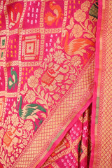 Vibrant Pink Georgette Silk Saree with Mayur Motifs & Gharchola Pallu