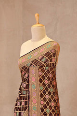 Brown Bandhej Silk Saree with Meenakari Zari Checks & Floral Pallu