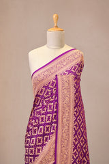 Purple Georgette Khaddi Saree with Bandhej Print and Jaal