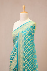 Sky Blue Georgette Khaddi Saree with Shaded Bandhani Zari
