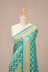 Sky Blue Georgette Khaddi Saree with Shaded Bandhani Zari