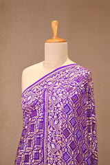 Violet Chiffon Khaddi Saree with Bandhej and Zari Motifs