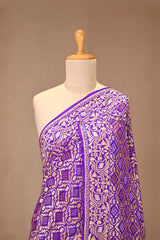 Violet Chiffon Khaddi Saree with Bandhej and Zari Motifs