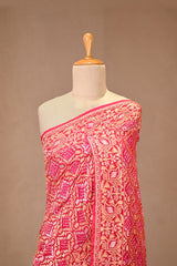 Pink Georgette Khaddi Saree with Bandhej and Zari Motifs