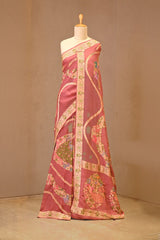 Dusty Rose Georgette Khaddi Silk Saree with Meenakari Motifs