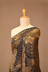 Black Georgette Khaddi Silk Saree with Antique Gold Zari Brocade