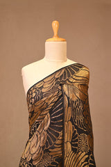 Black Georgette Khaddi Silk Saree with Antique Gold Zari Brocade