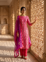Fuchsia Pink Handloom Banarasi Salwar Suit