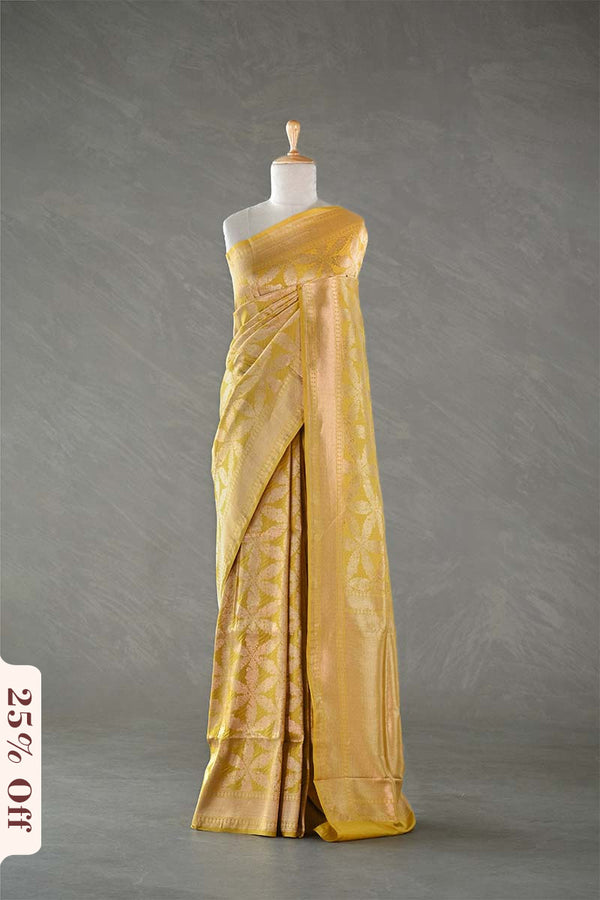This yellow saree is a wedding saree and festive wear saree. Free Shipping Available!